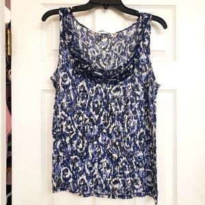 Elie Tahari Blue Geometric Tank Top